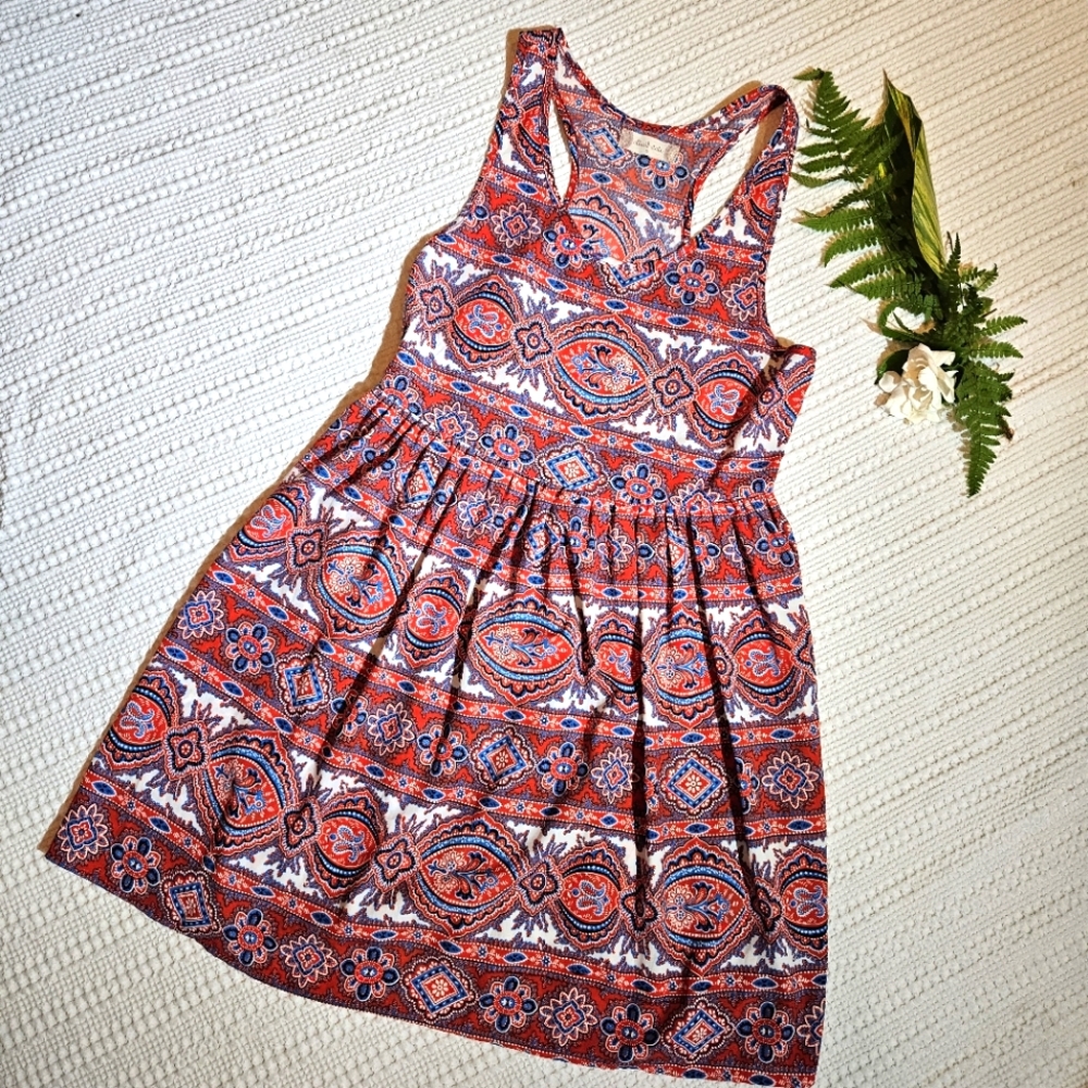Red,  White &  Blue Bandana Country Print Dress Size S